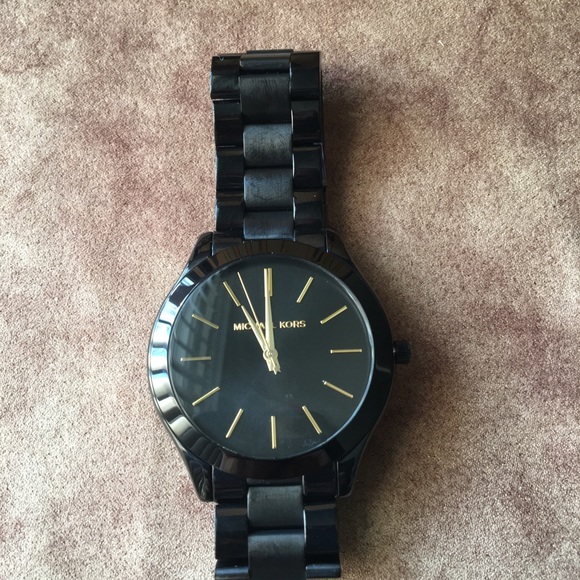 MICHAEL KORS LOVED AUTHENTIC BLACK & GOLD STAINLESS STEEL SLIM DESIGN WATCH - Picture 3 of 16